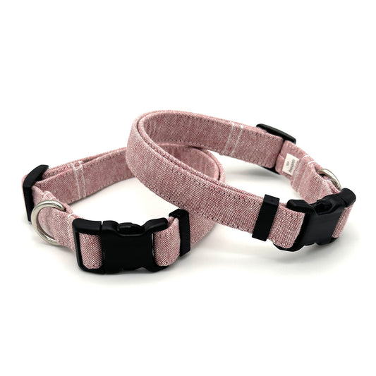 Berry Linen Dog Collar