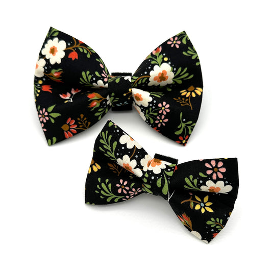 Black Floral Dog Bow Tie