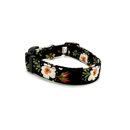 Black Floral Dog Collar