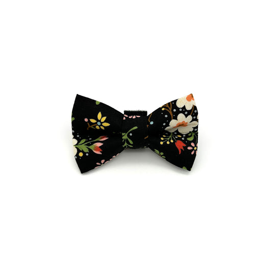 Black Floral Mini Dog Bow Tie