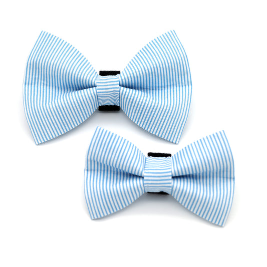 Blue Pinstripe Dog Bow Tie