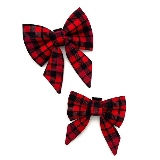 Buffalo Plaid Sailor Dog Bow