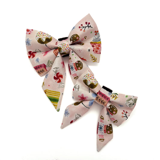 Christmas Candy Sailor Dog Bow