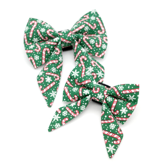 Candy Cane Sailor Dog Bow