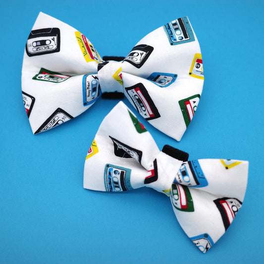 Cassette Tape Dog Bow Tie