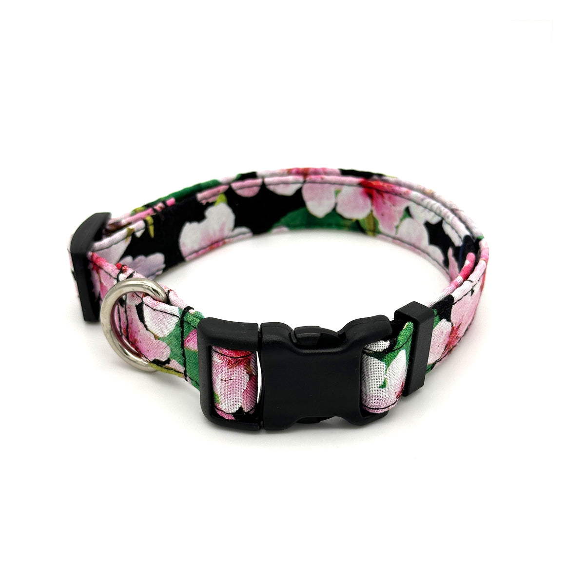 Cherry Blossom Black Dog Collar