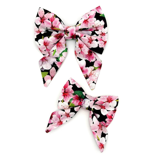 Cherry Blossom Black Sailor Dog Bow