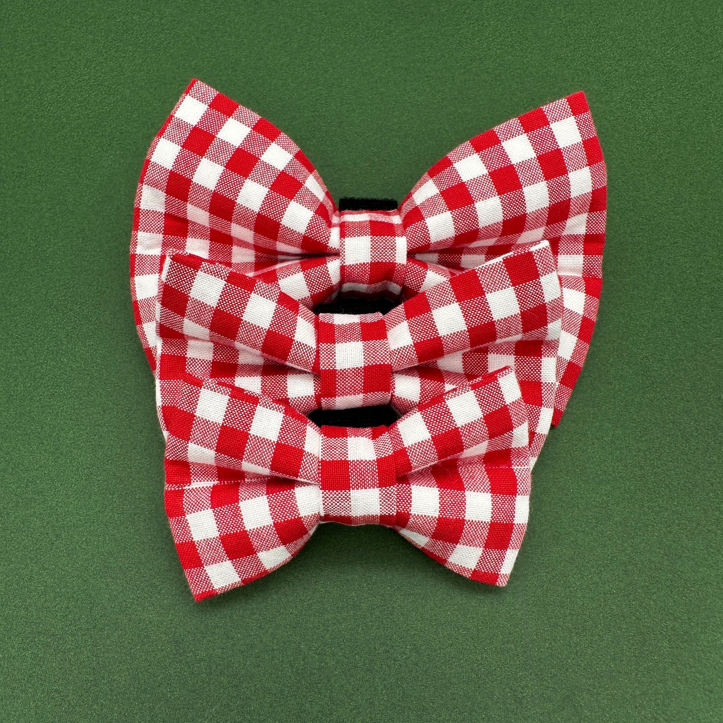 Crimson Gingham Mini Dog Bow Ties
