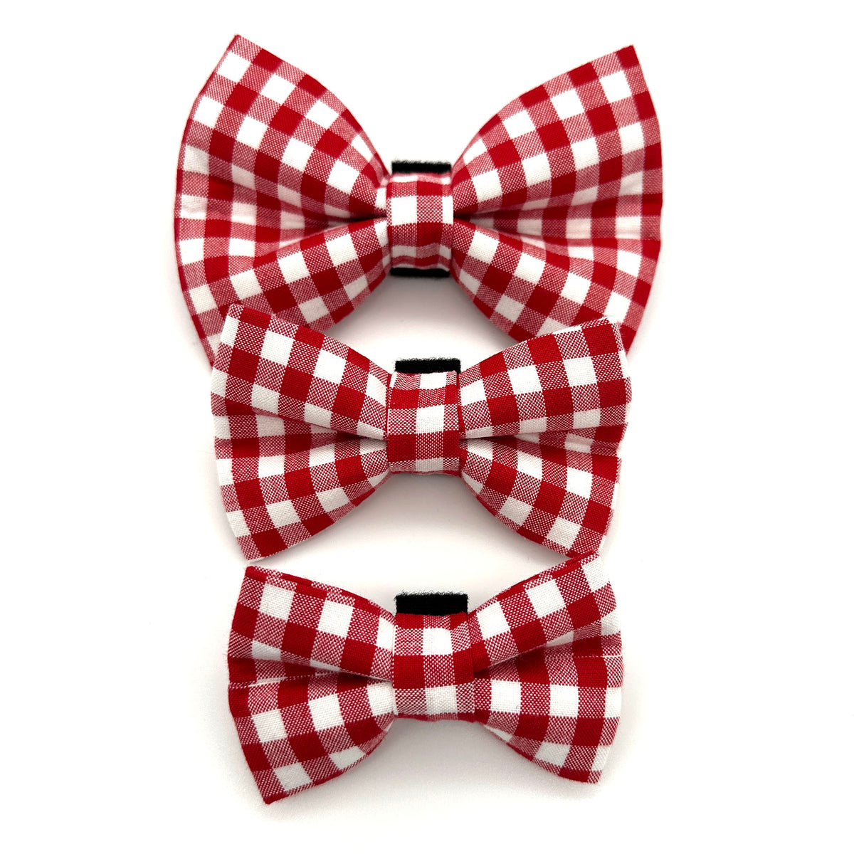 Crimson Gingham Dog Bow Ties