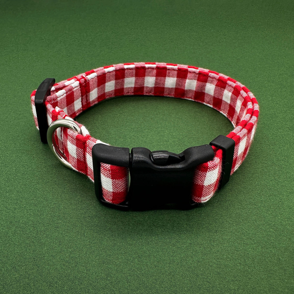Crimson Gingham Dog Collar