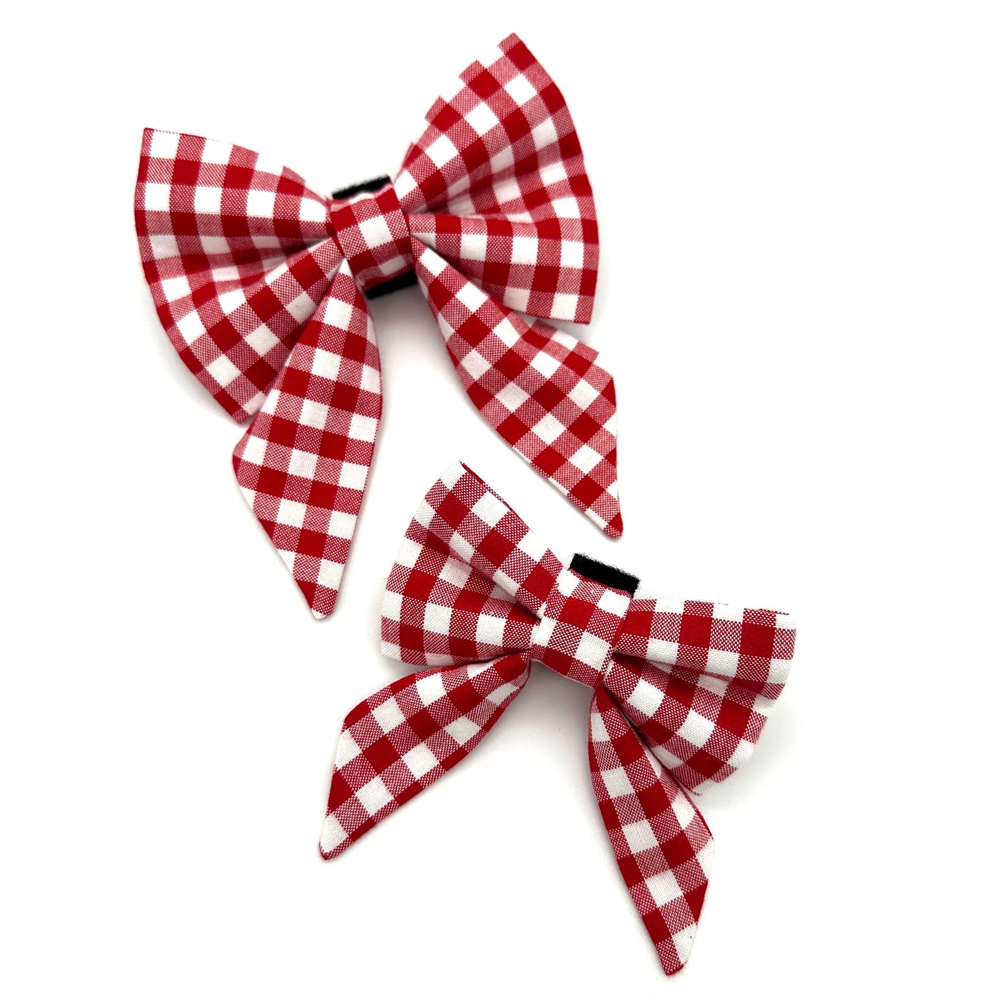 Crimson Gingham Sailor Dog Bow