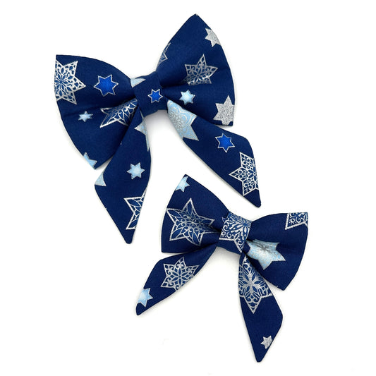 Hanukkah Stars Sailor Dog Bow