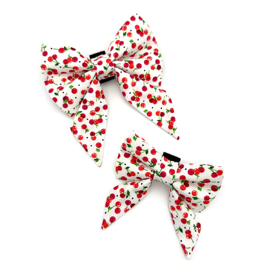 Cherry Sailor Dog Bow