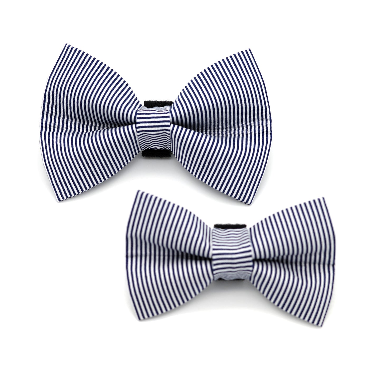 Navy Pinstripe Dog Bow Tie