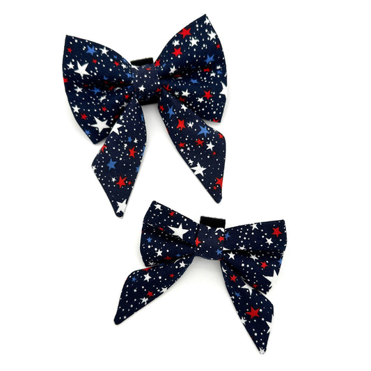 Navy Star Spangled Sailor Dog Bow