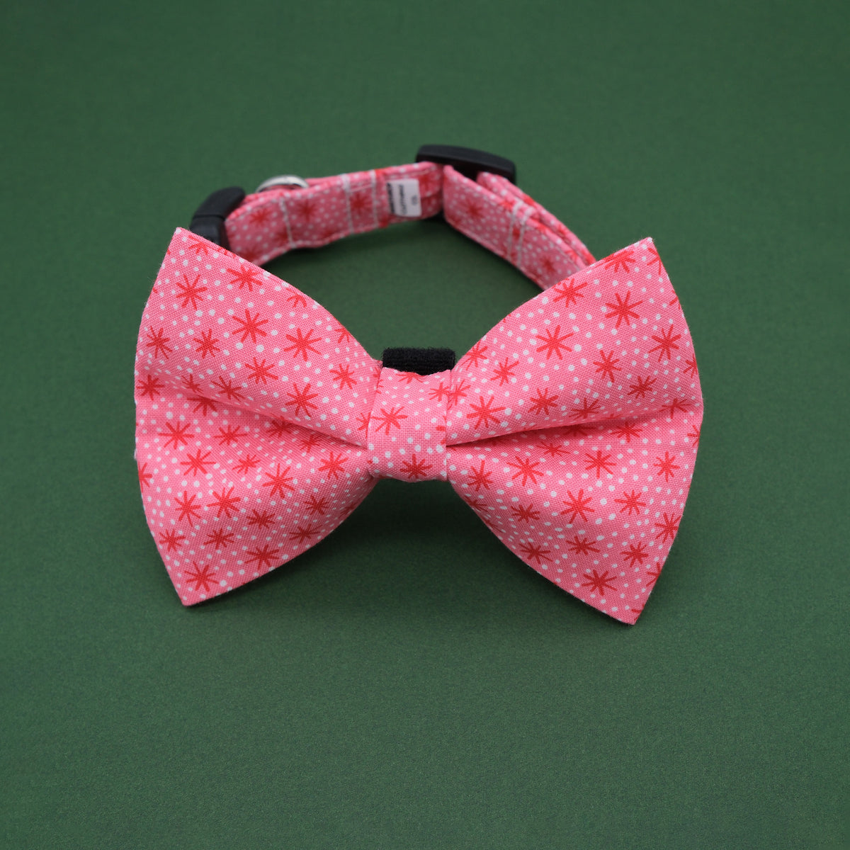 Pink and Red Retro Starburst Dog Bow Tie and Collar