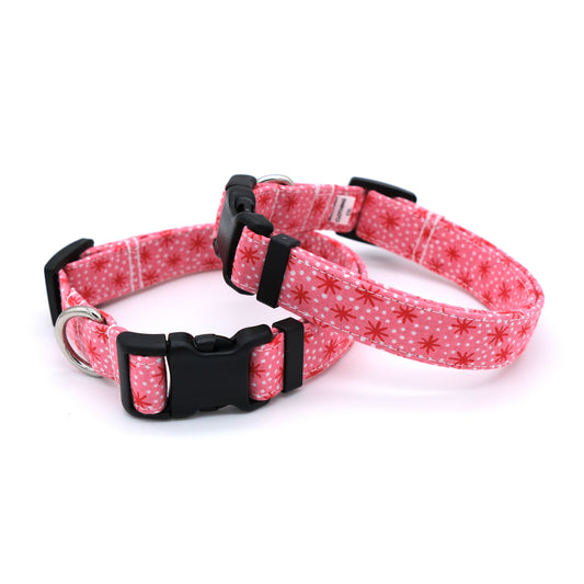Pink and Red Retro Starburst Dog Collar
