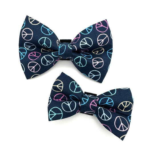 Peace Sign Dog Bow Tie