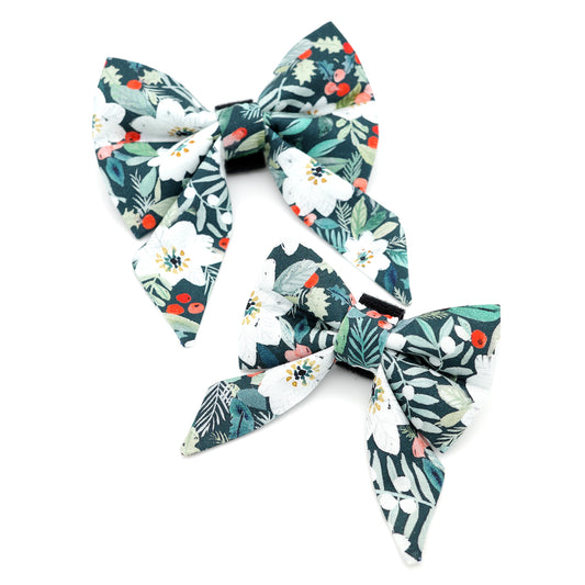 Poinsettia Sailor Dog Bow