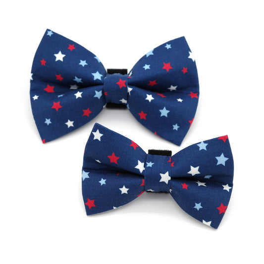 Red White and Blue Stars Dog Bow Tie
