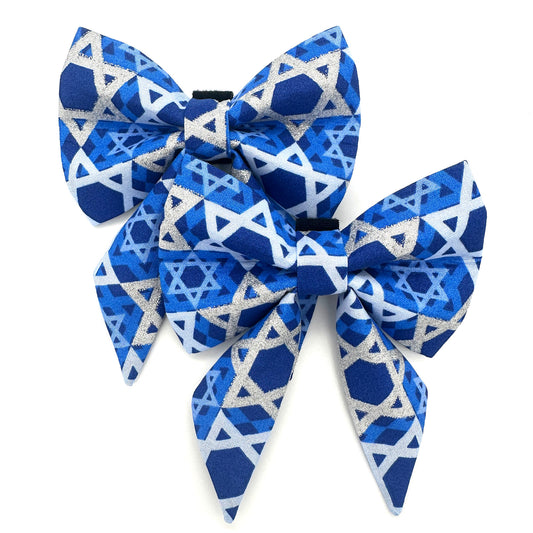 Star of David Glitter Sailor Dog Bows