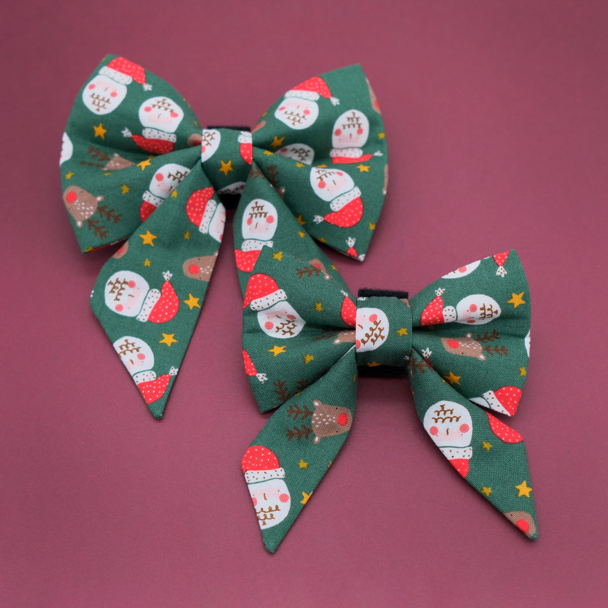 Santa and His Reindeer Sailor Dog Bow