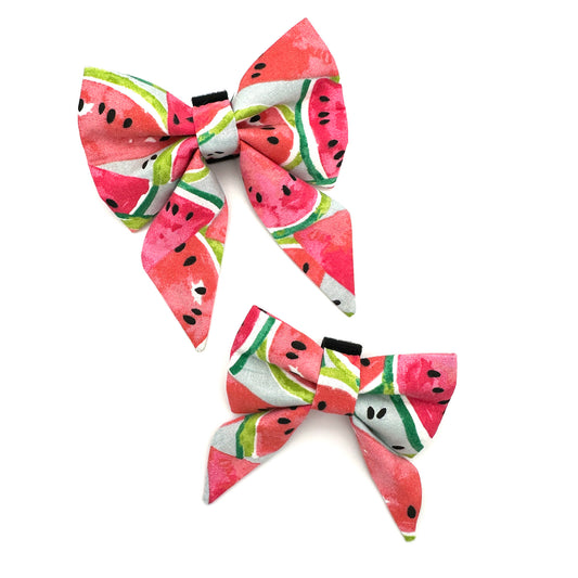 Watermelon Sailor Dog Bow