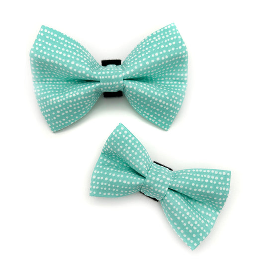 Aqua Polka Dot Dog Bow Tie