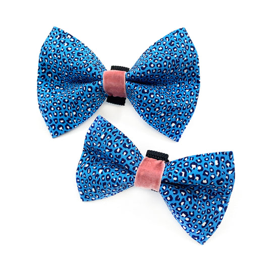 Blue Cheetah Print Dog Bow Tie