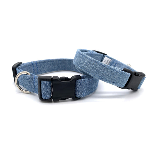 Light Blue Chambray Dog Collar