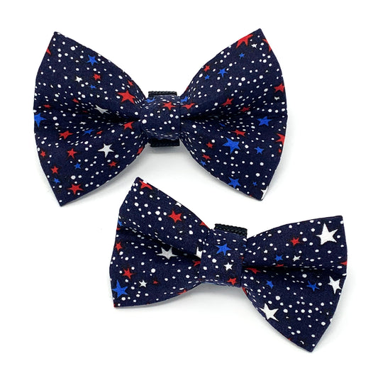 Navy Star Spangled Dog Bow Tie