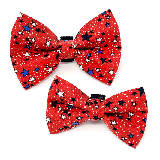 Red Star Spangled Dog Bow Tie