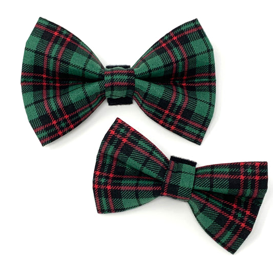 Green Tartan Dog Bow Tie