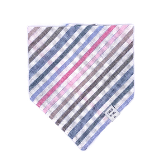 Blue and Pink Linen Stripe Dog Bandana