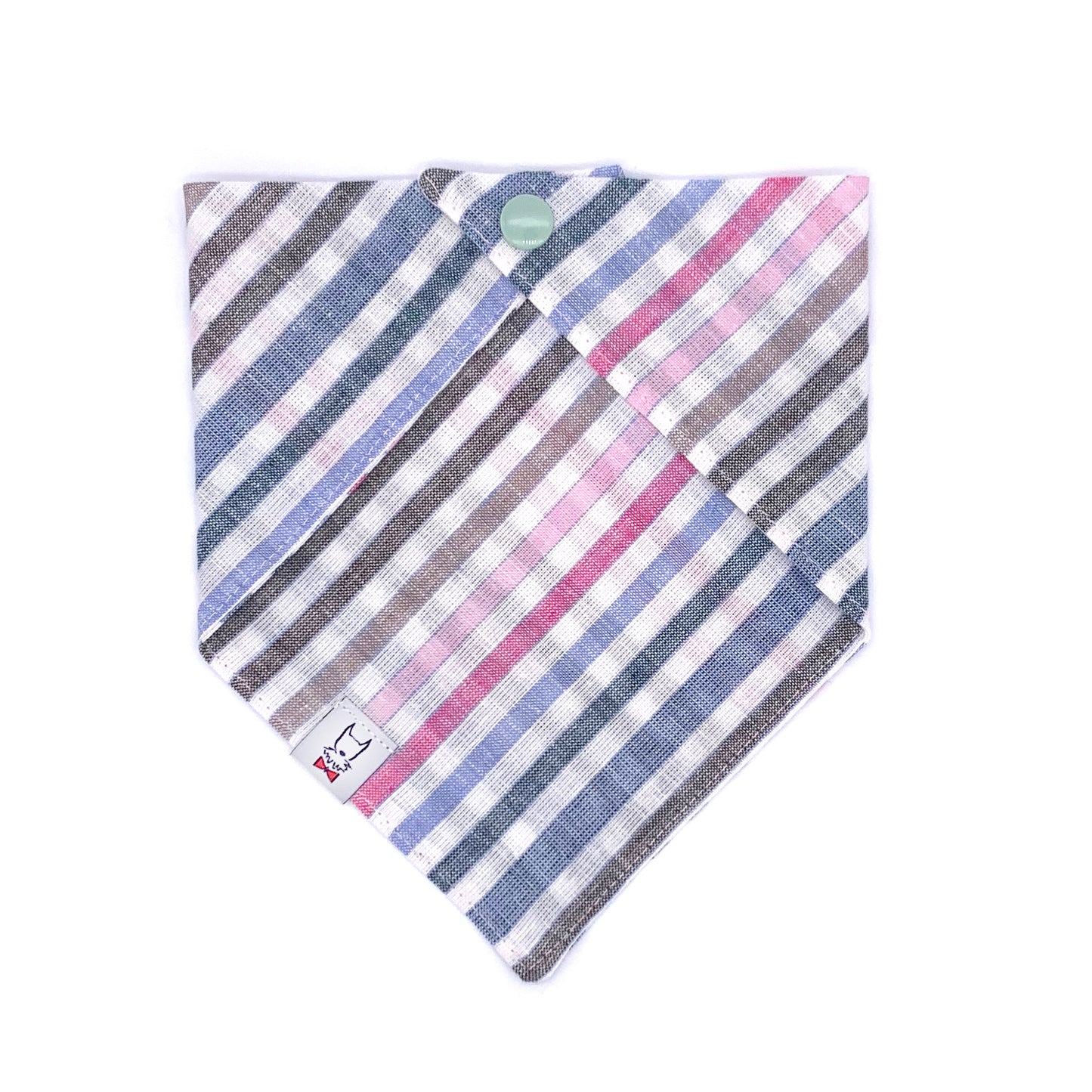 Blue and Pink Linen Stripe Dog Bandana