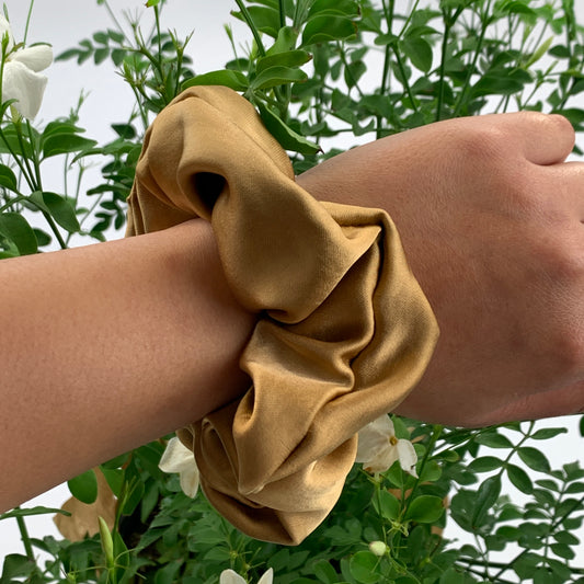 Gold Satin Hair Scrunchie