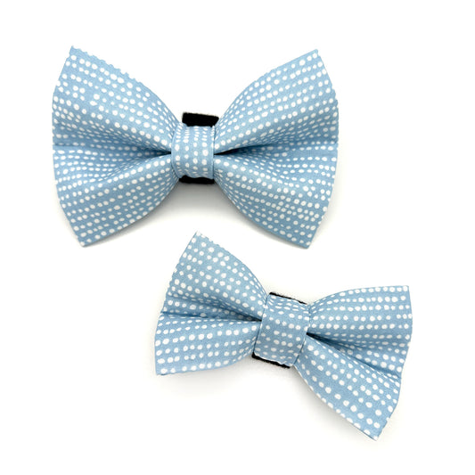 Light Blue Polka Dot Dog Bow Tie