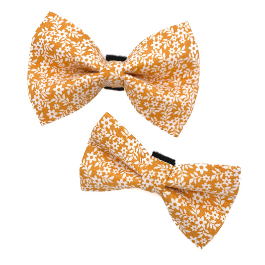 Mustard Yellow Floral Dog Bow Tie