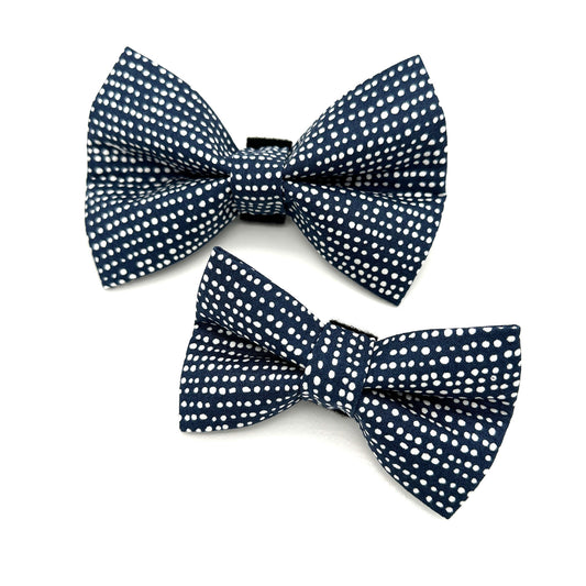 Navy Polka Dot Dog Bow Tie