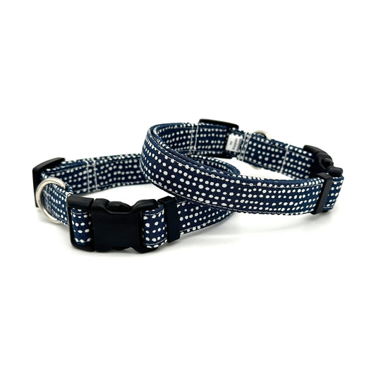 Navy Polka Dot Dog Collar