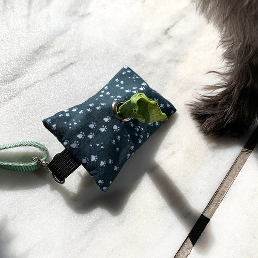 Dark Teal Paw Print Waste Bag Holder