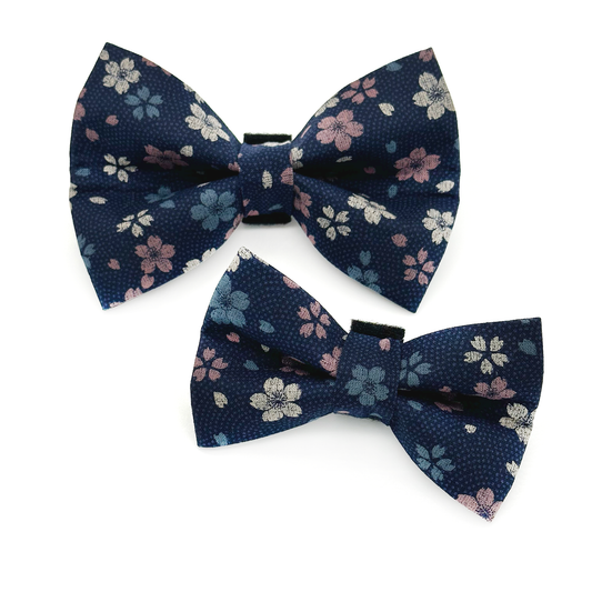 Pink and Blue Cherry Blossom Dog Bow Tie