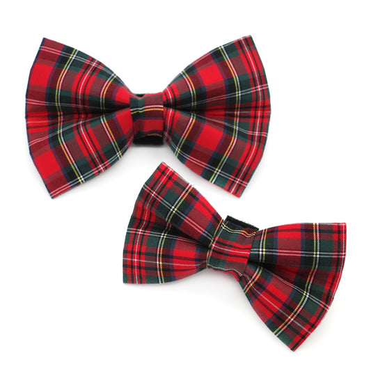 Red Plaid Dog Bow Tie
