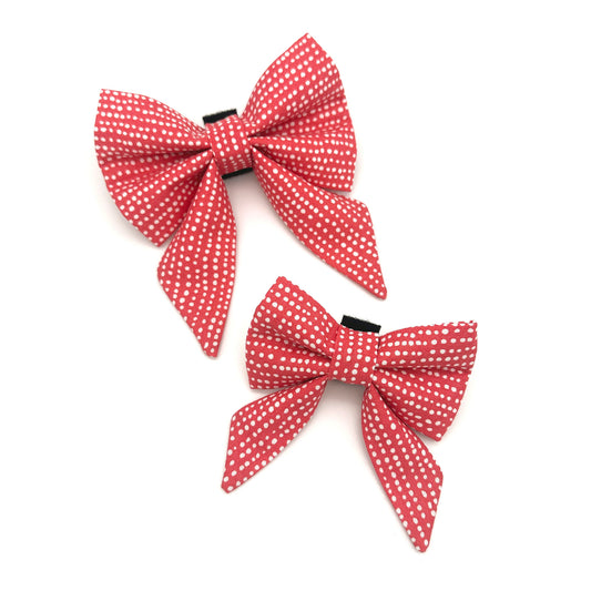 Red Polka Dot Sailor Dog Bow