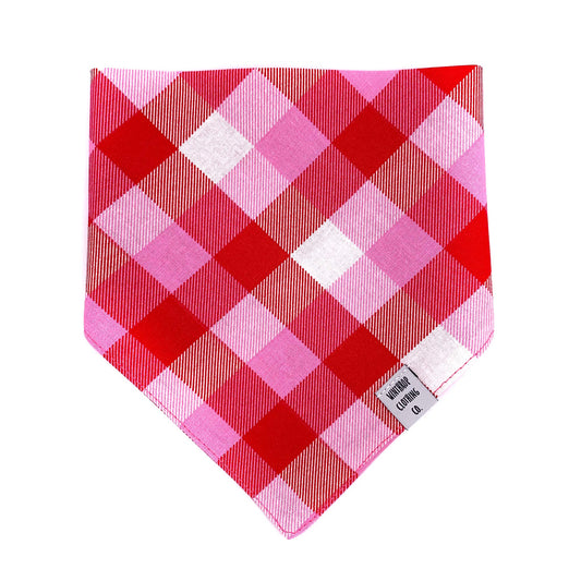 Valentine's Day Check Dog Bandana