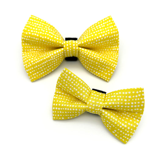 Yellow Polka Dot Dog Bow Tie