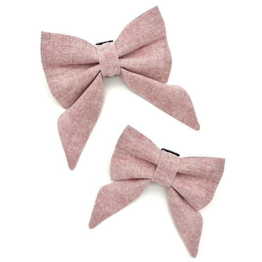 Berry Linen Sailor Dog Bow 
