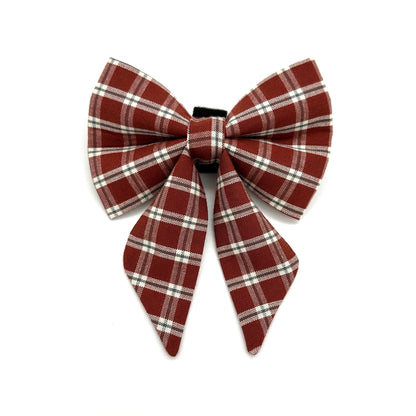 Chestnut Plaid Sailor Dog Bow