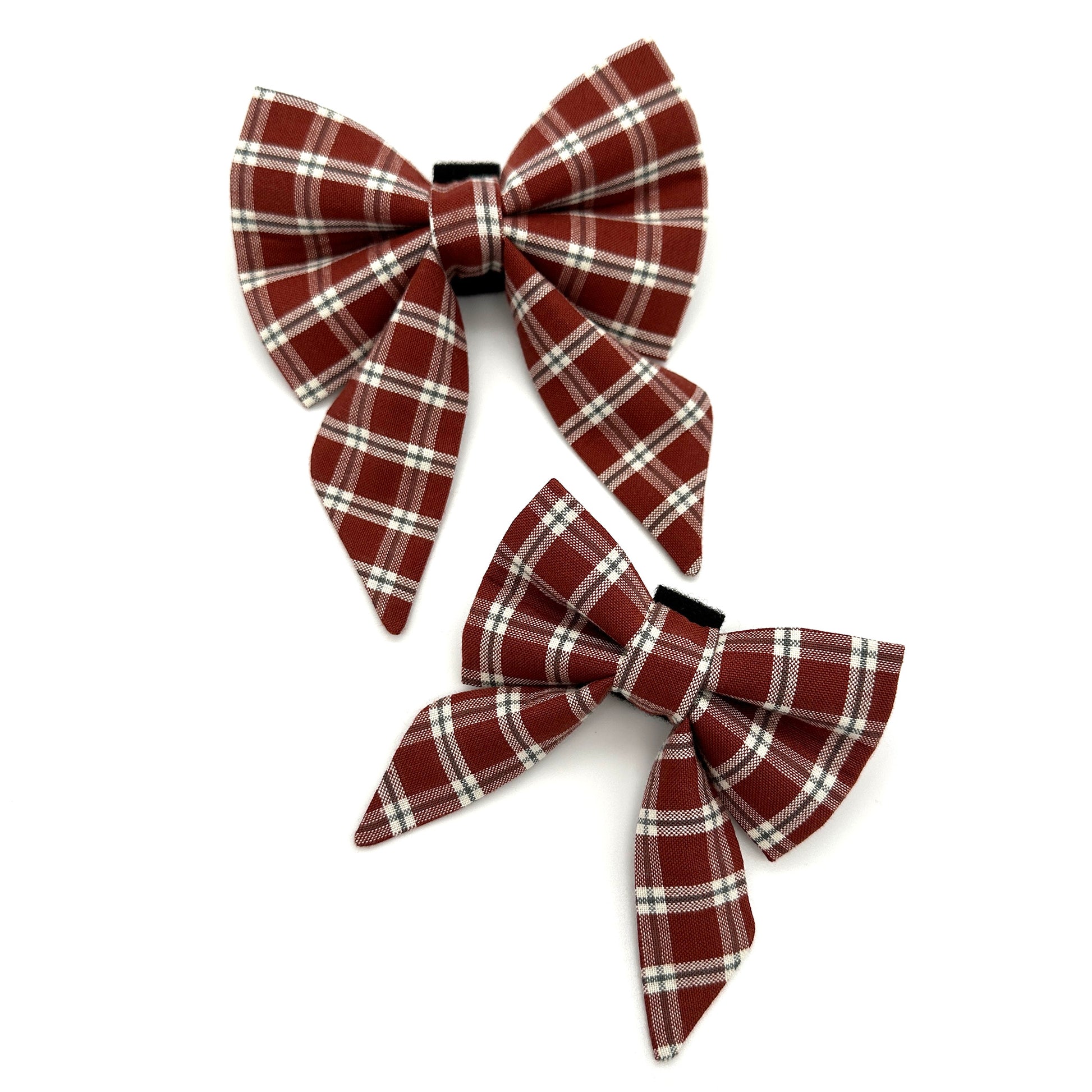 Chestnut Plaid Sailor Dog Bow