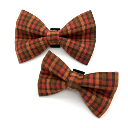 Cider Plaid Dog Bow Tie